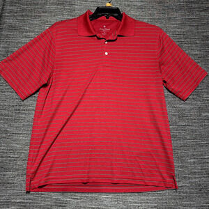 Palm Beach Golf Polo Shirt Men's M Red Striped Performance Short Sleeve